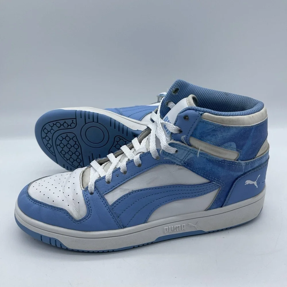 PUMA Rebound LayUp Men's Size 6.5 Sneakers 395109-01 White Blue Athletic Shoes